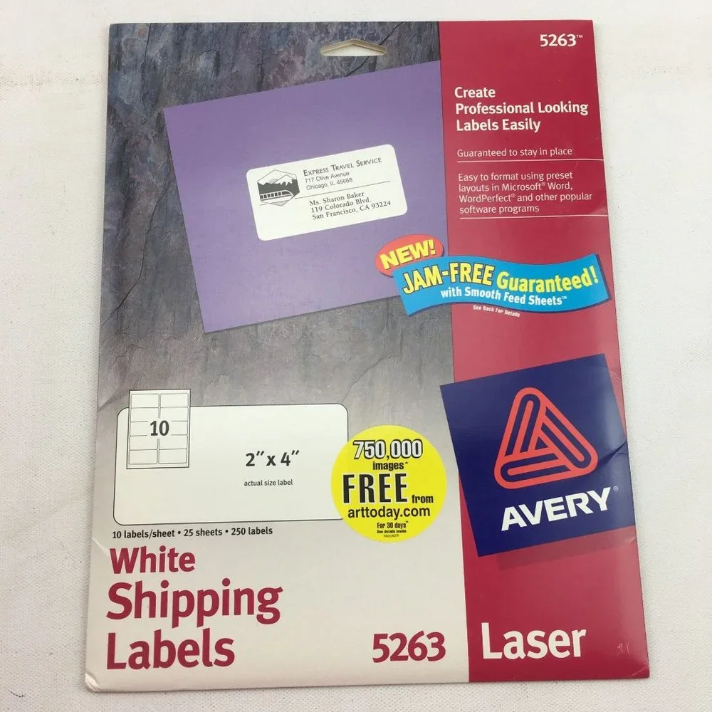 Avery White Shipping Labels #5263 Laser 2